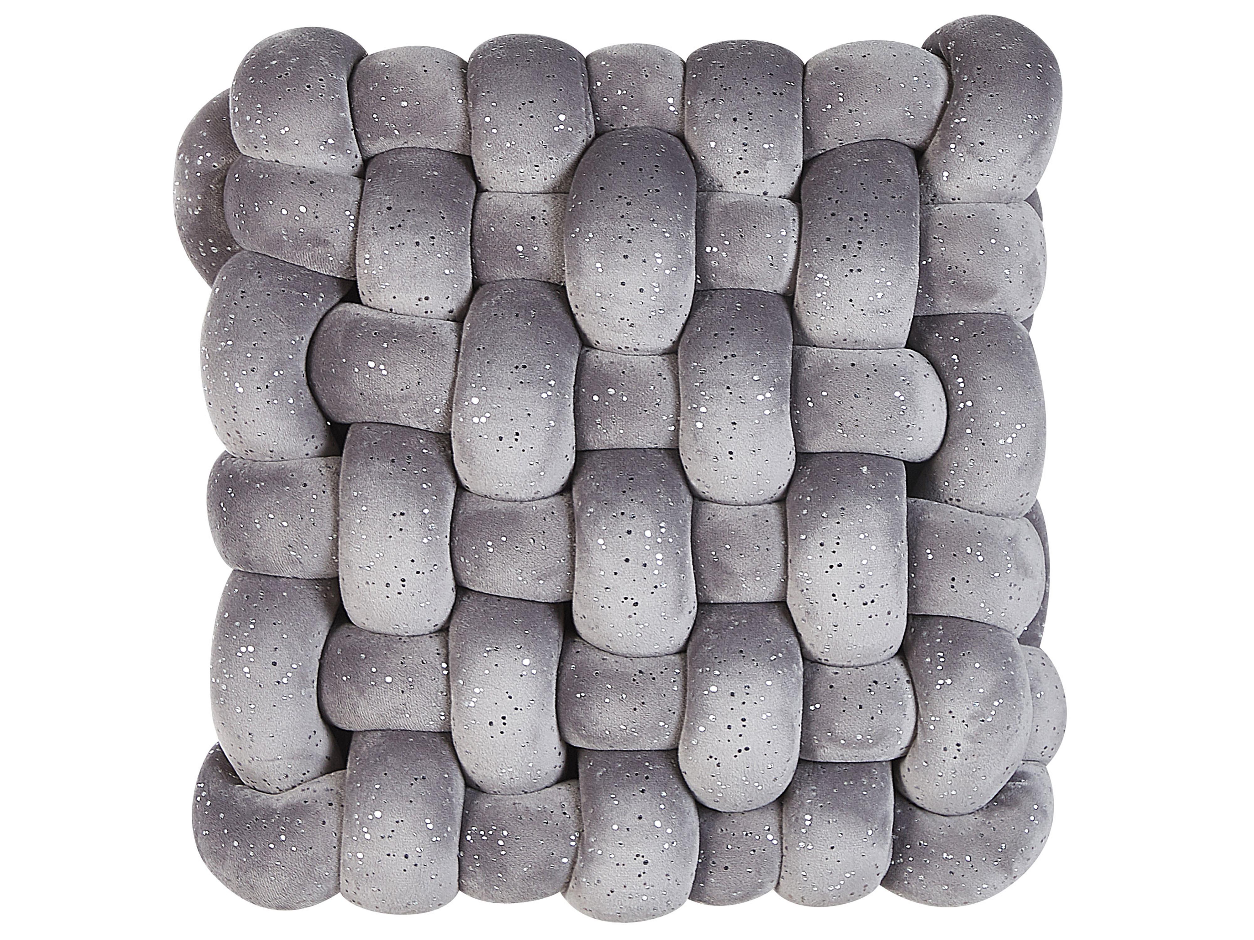 Throw Cushion SIRALI Velvet 30 x 30 cm Grey Solid