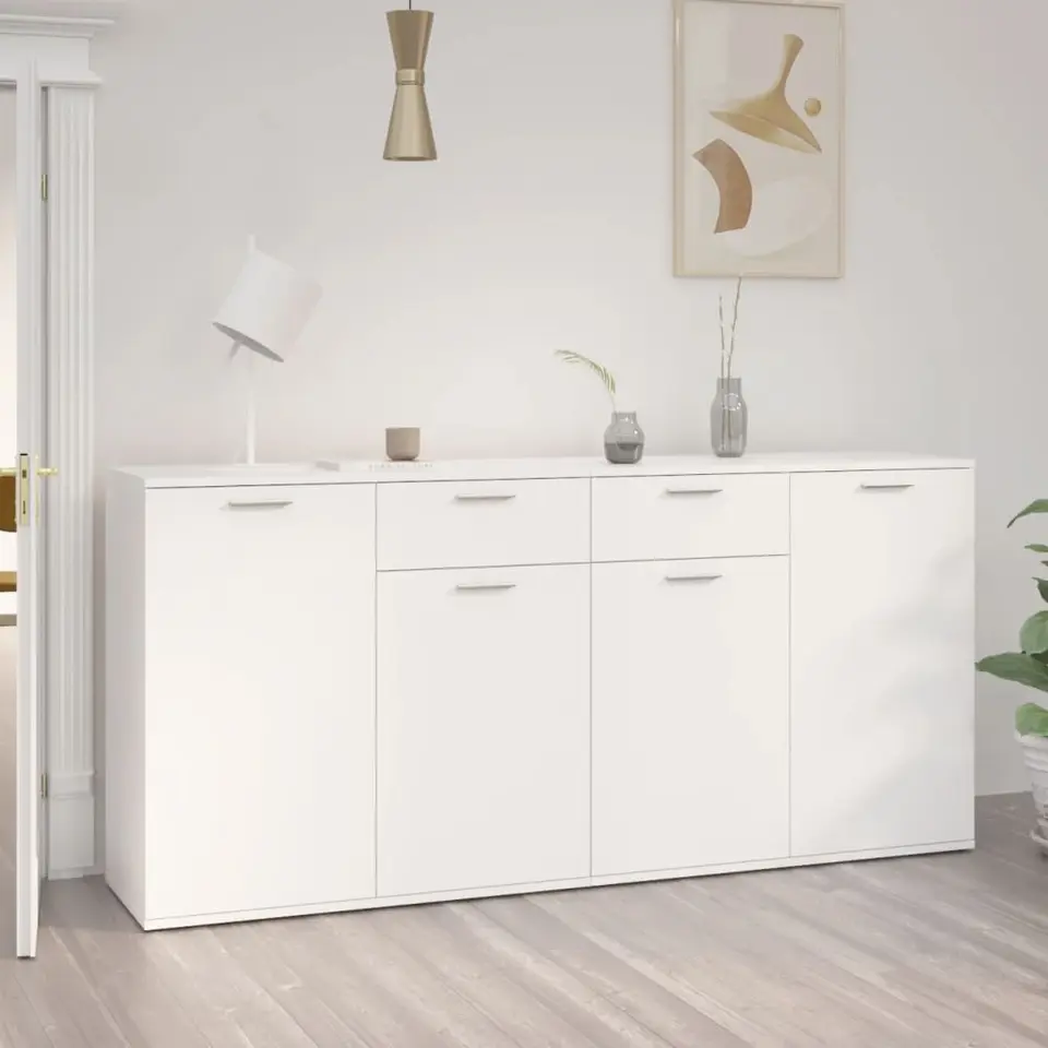 vidaXL - Dressoir - Wit - Bewerkt hout