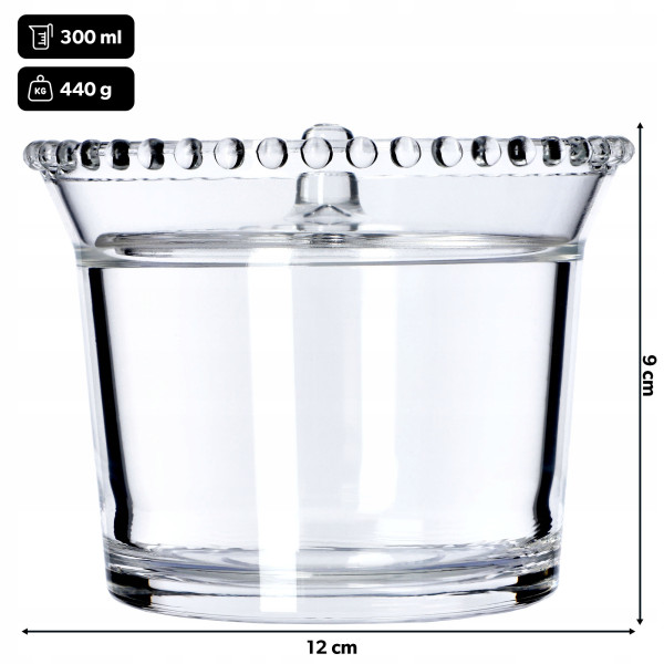 KADAX Szklana cukiernica okrągła z pokrywką 300 ml
