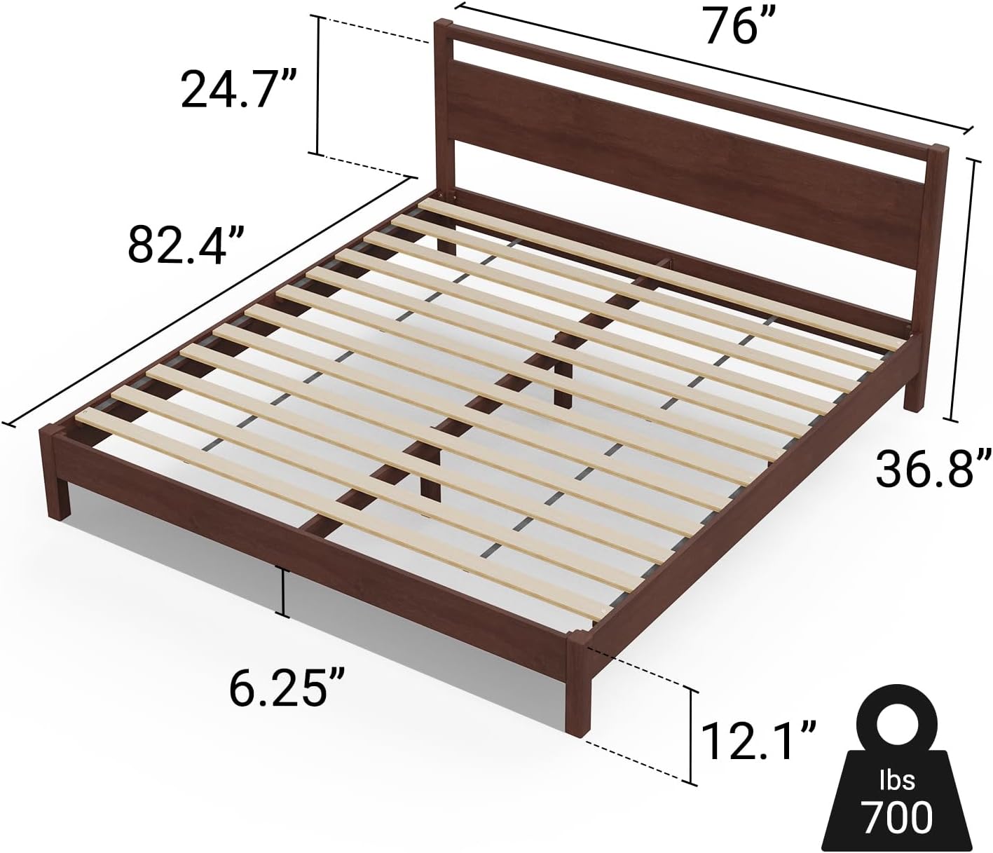 LIFEMENT Signature Wood Platform Bed Frame with Headboard, Essential, Noise Free, Under Bed Storage, No Box Spring Needed, Easy Assembly (Walnut, King (U.S. Standard))