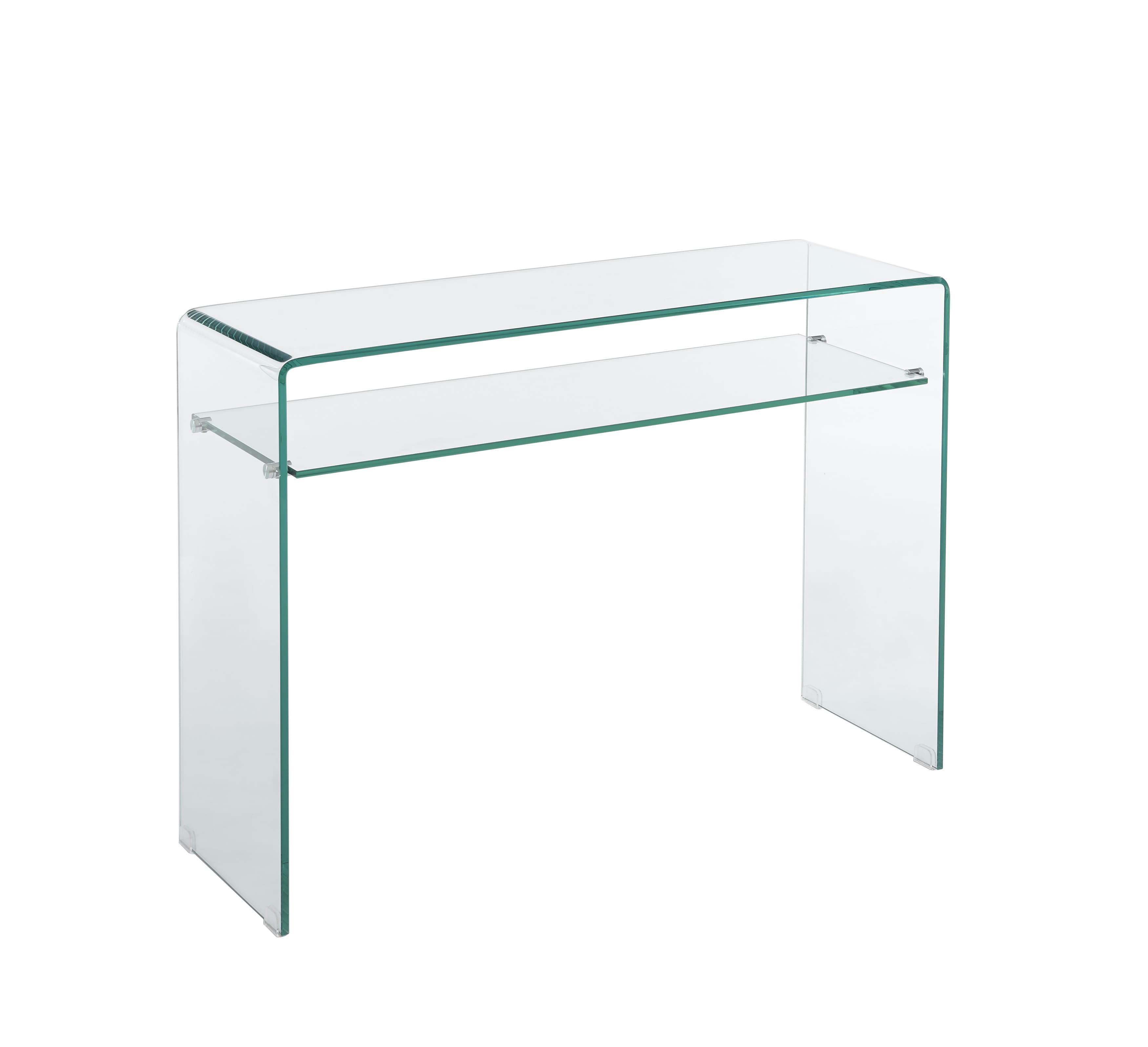 GINZA - Console  verre trempé transparent double plateau