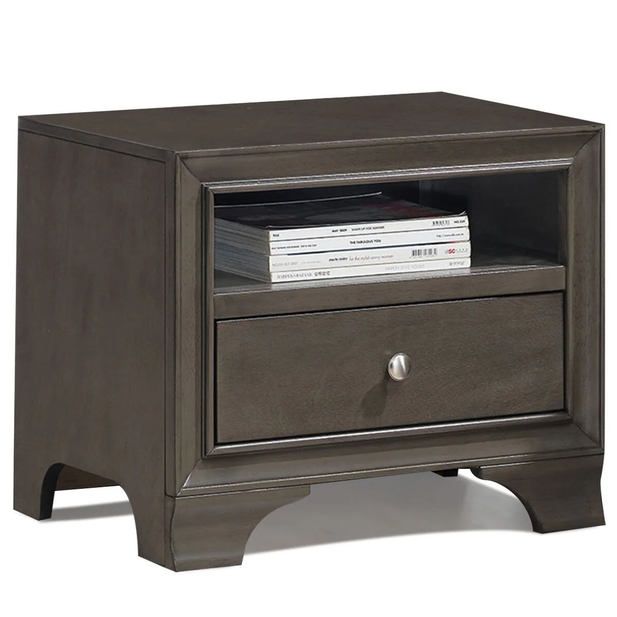 Gymax Vintage Nightstand Solid Wood Sofa Side End Table W/ USB Port &