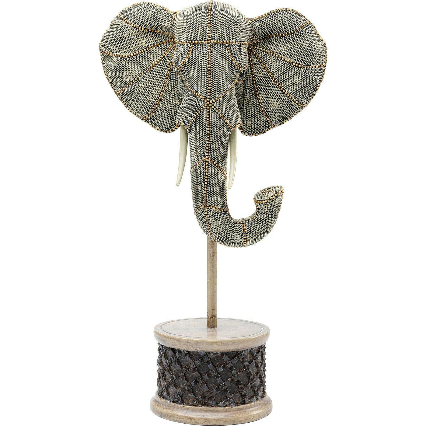 ELEPHANT HEAD PEARLS - Statuette tête d'éléphant en polyrésine H49