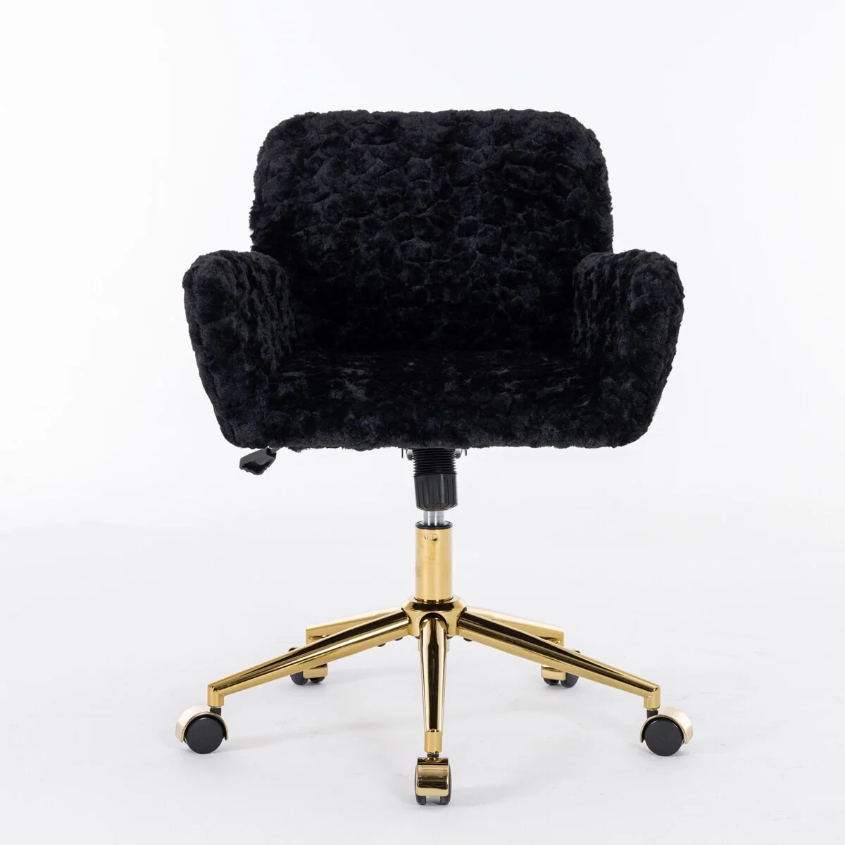 Office Chair,Artificial rabbit hair Home Office Chair with Golden Metal Base,Adjustable Desk Chair Swivel Office Chair