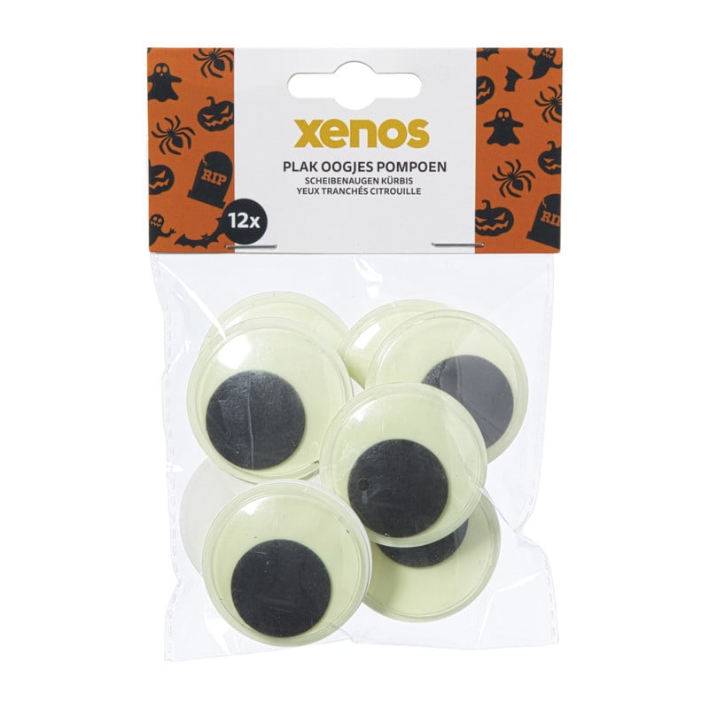 Plak oogjes pompoen - zwart/wit - set van 12