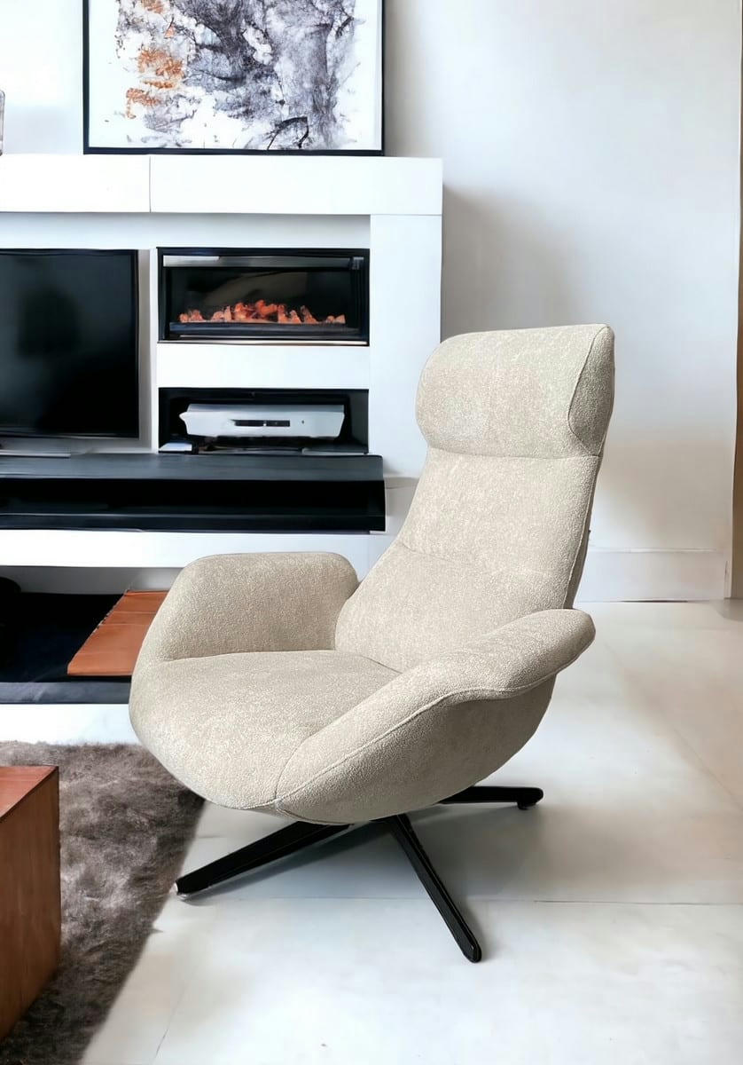 ASTI - Fauteuil rotatif en tissu beige