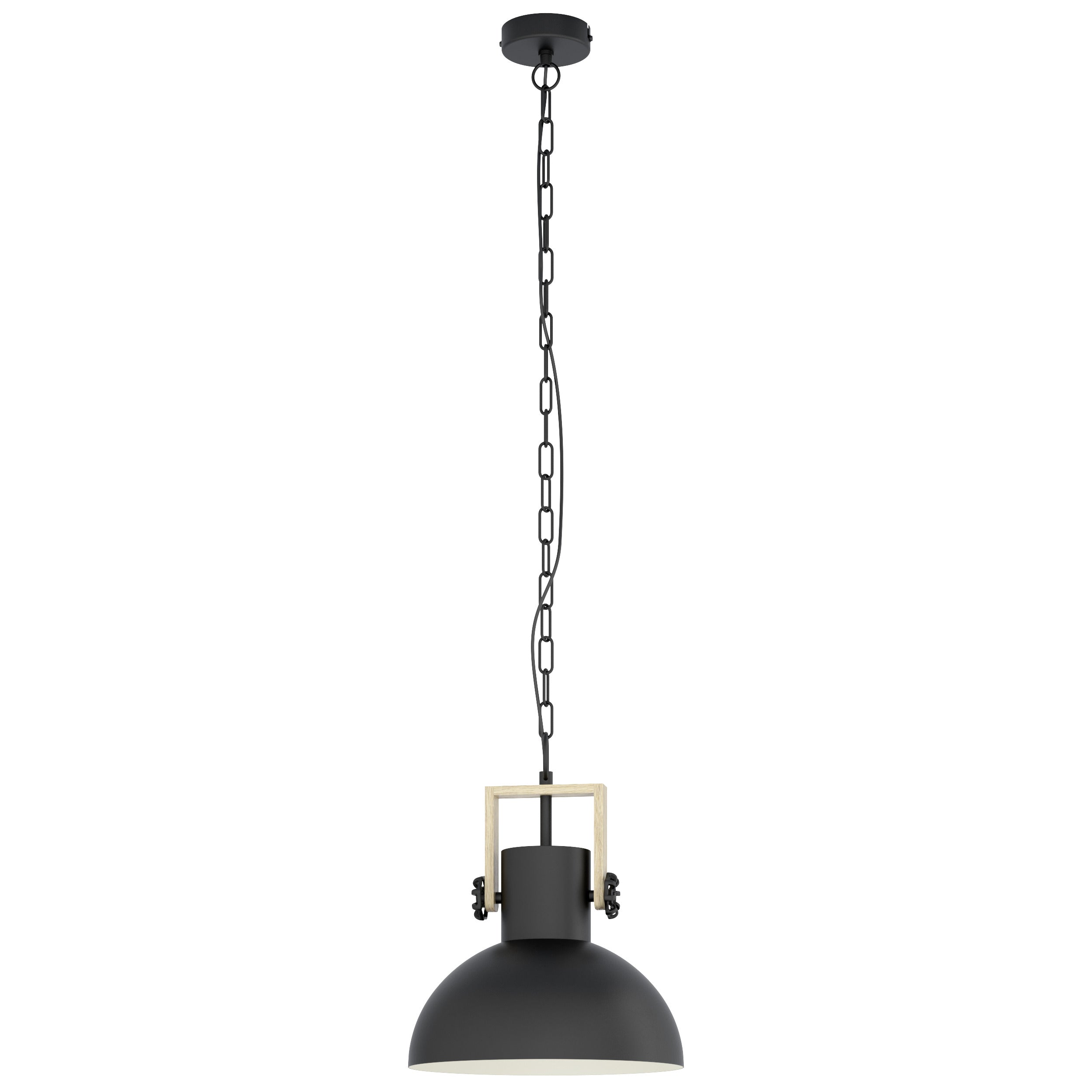 EGLO hanglamp Lubenham - 1 lichts - ø30cm. - e27 - zwart/hout