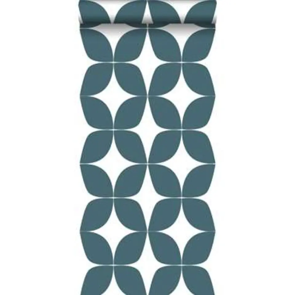 ESTAhome behang - grafisch motief - donkerblauw en wit - 53cm x 10,05m