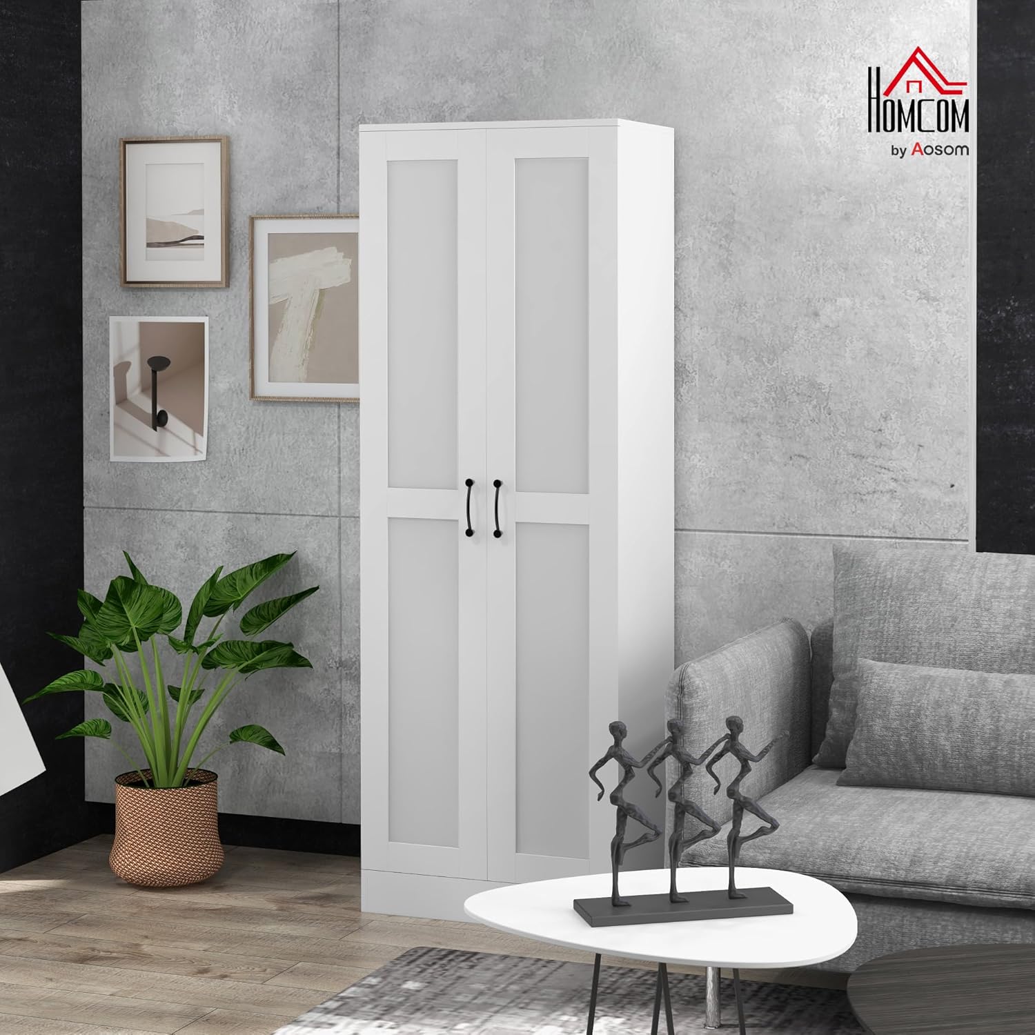HOMCOM 69 Tall Storage Cabinet with Movable Storage Shelves, Modern Style Pantry Cabinet with Soft Close Doors, White