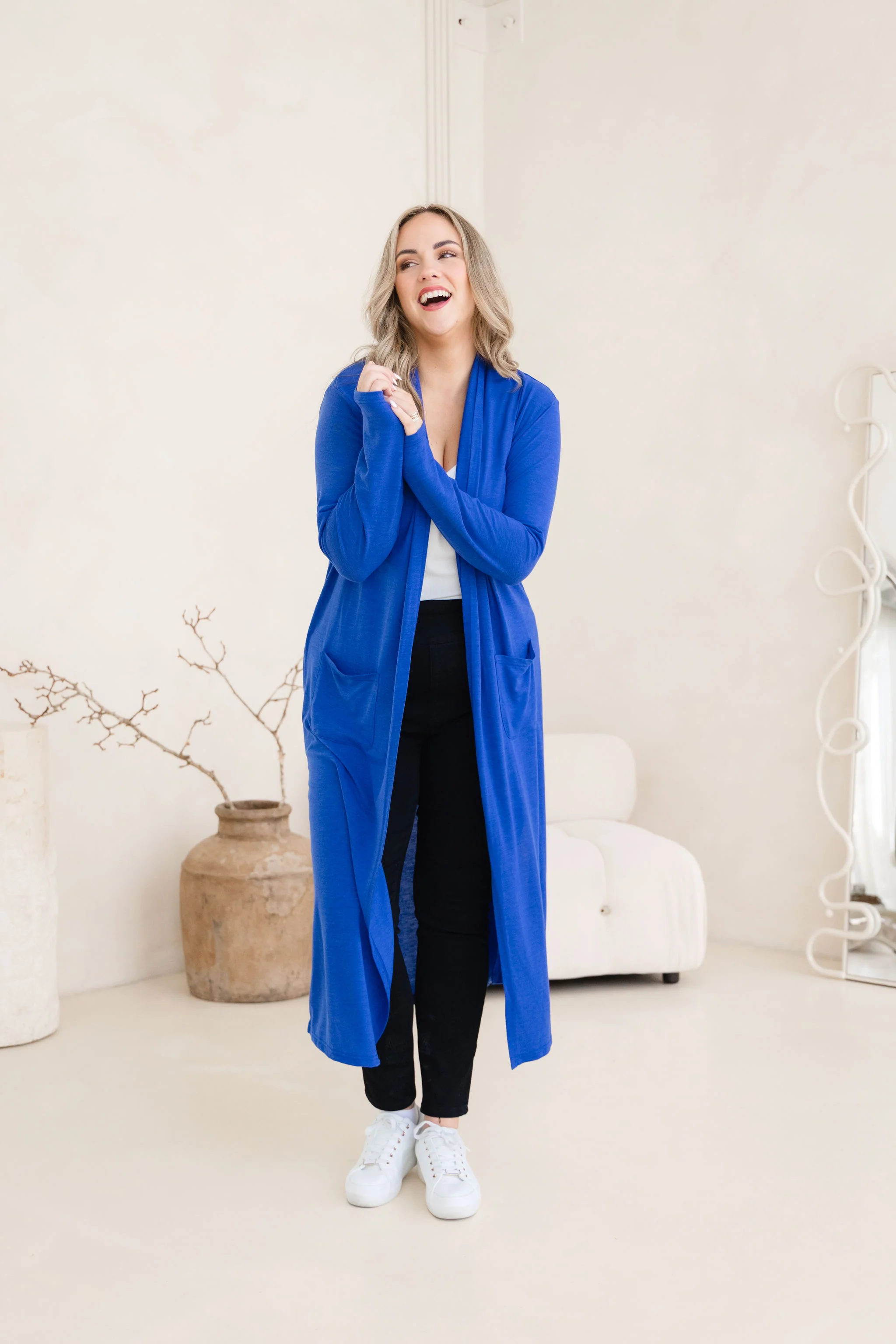 Jane Cardi Maxi Length in Cobalt