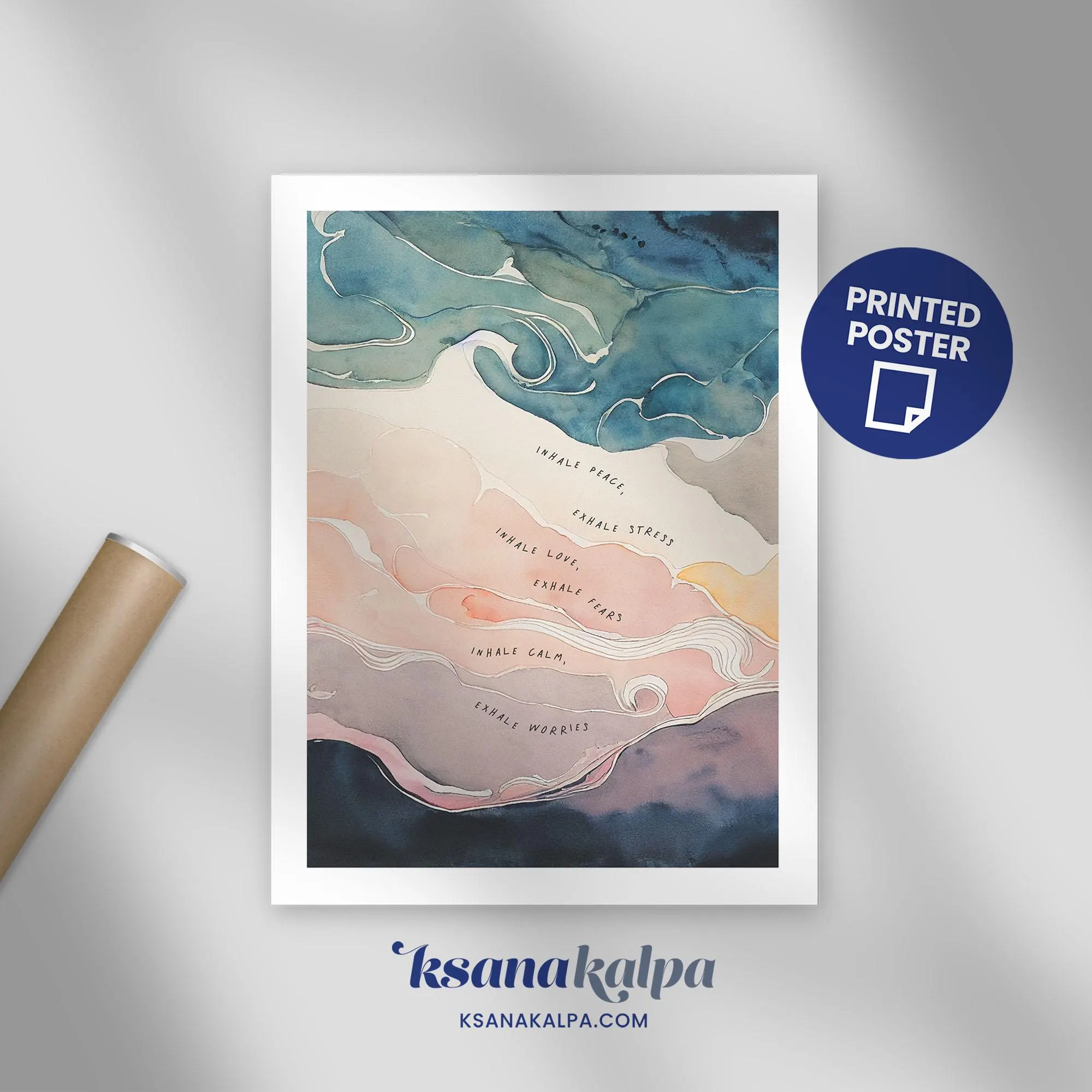 INHALE EXHALE SEQUENCE Printed Poster | therapy office, therapist decor, school counsellor, mental health art, watercolor abstract