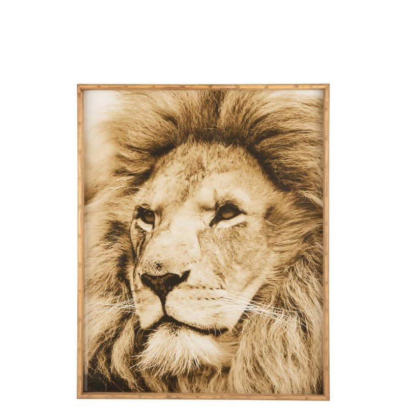 - Décoration murale lion en bois marron 81x100x5 cm