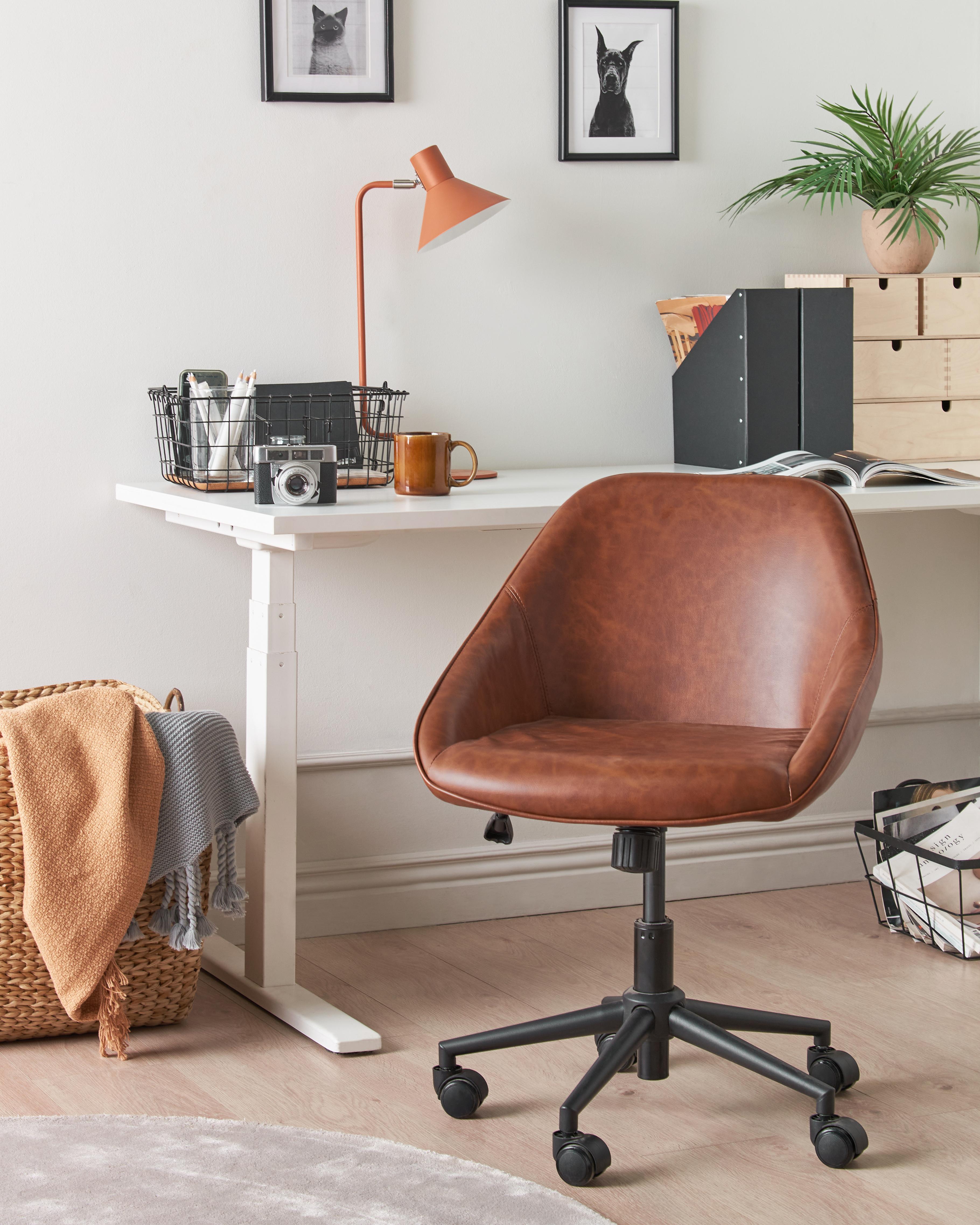 Desk Chair BARDSDALE Faux Leather Brown