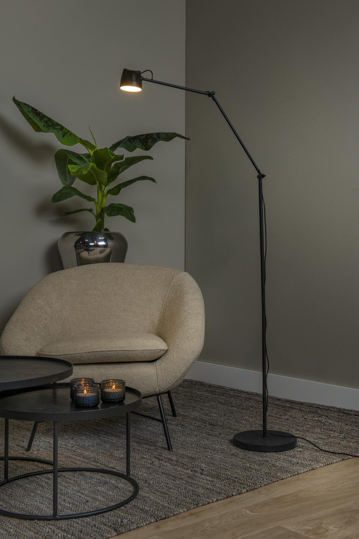 Lucide vloerlamp MILNE - Geïntegreerde LED - Zwart