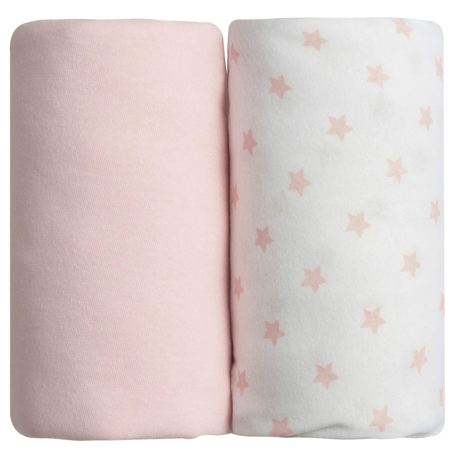 - Lot de 2 draps housse bébé en coton rose 70x140cm