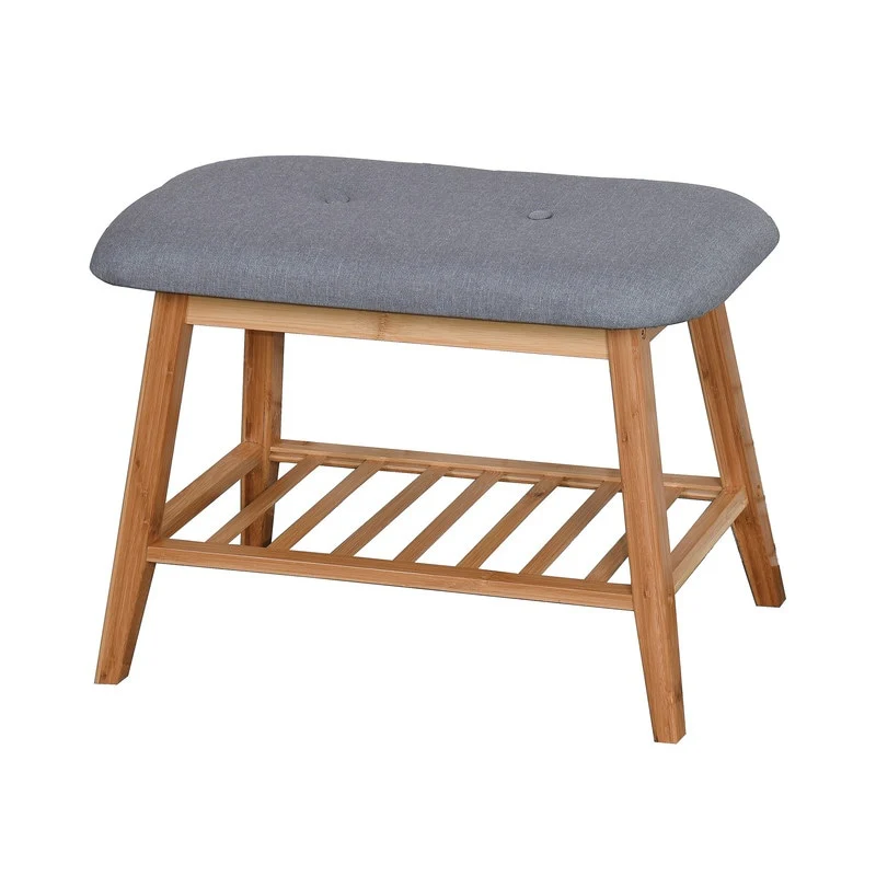 Bamboo shoe bench with cushion