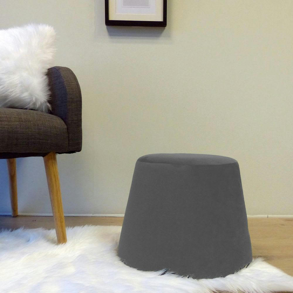 - Pouf en velours dome gris