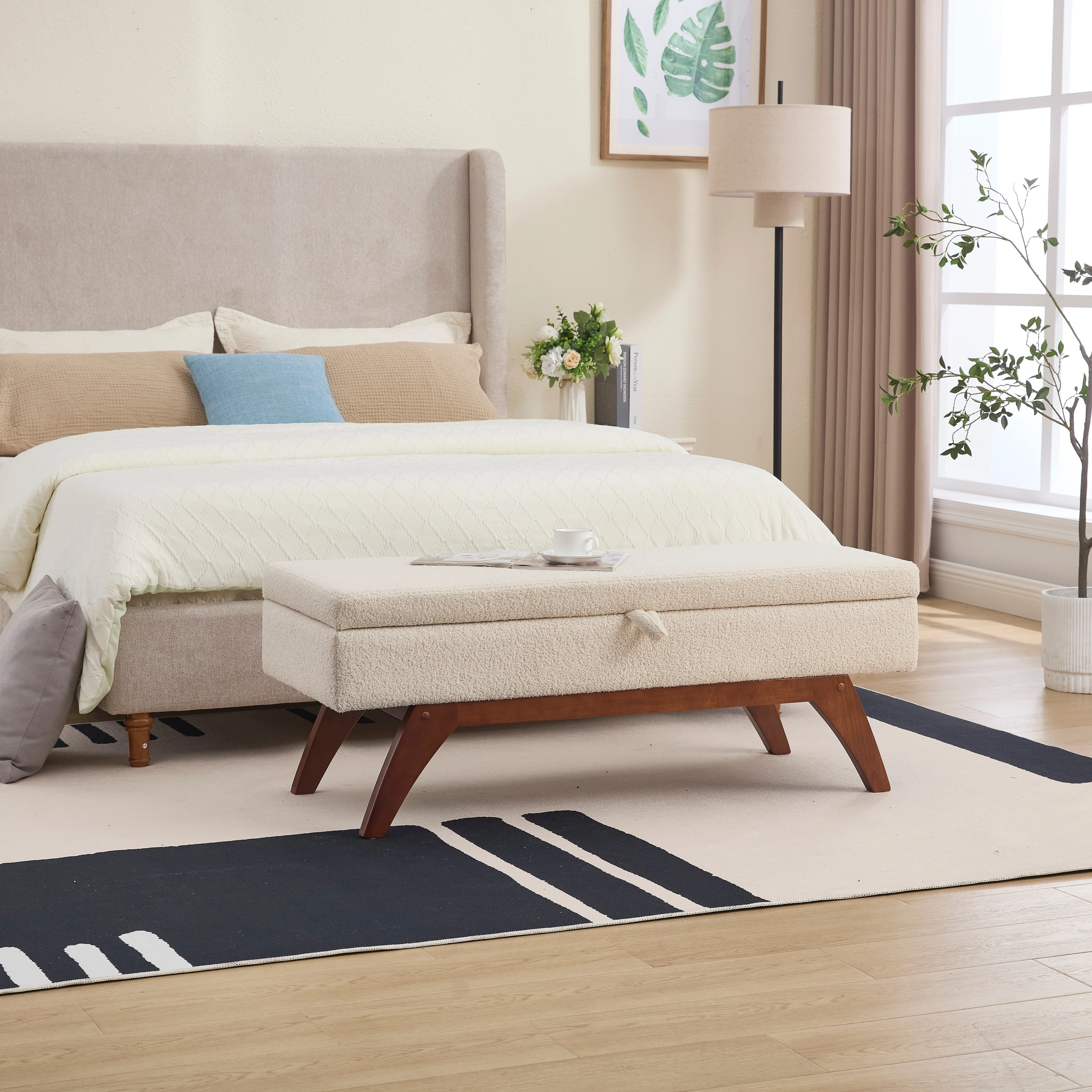 Solid Wood Feet for Solid Weighing, and Bed End Stool with Storage Function