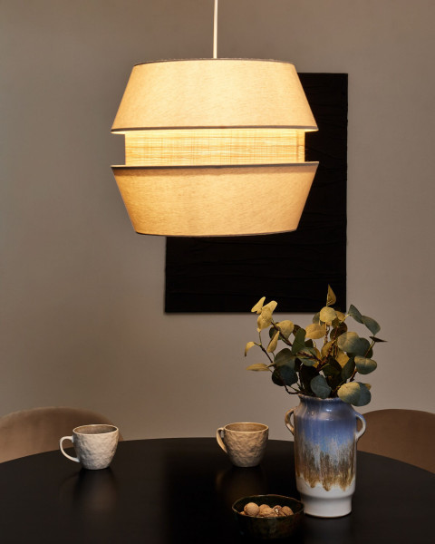 Lampa wisząca materiałowa lniana beżowa