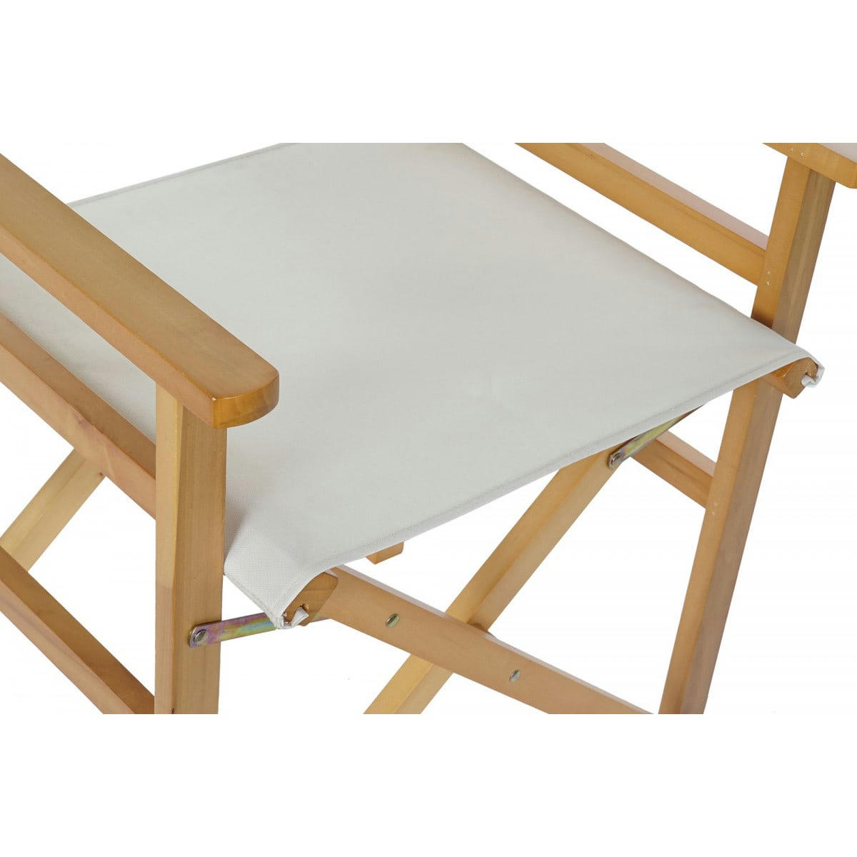 - Fauteuil de jardin pliant en bois et tissu beige 56x48x87cm