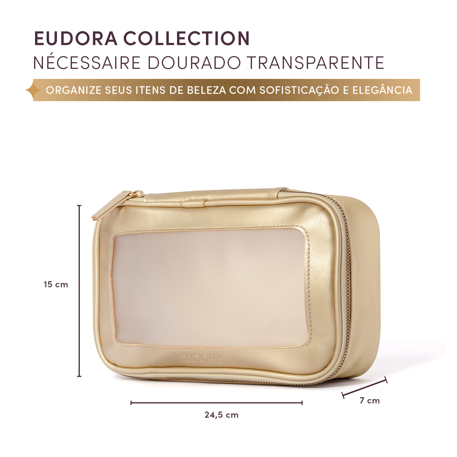Nécessaire Dourado Transparente Eudora Collection