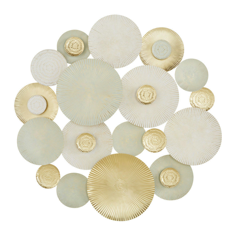 RAHAL - Déco murale en métal doré, bleu et crème 121x120