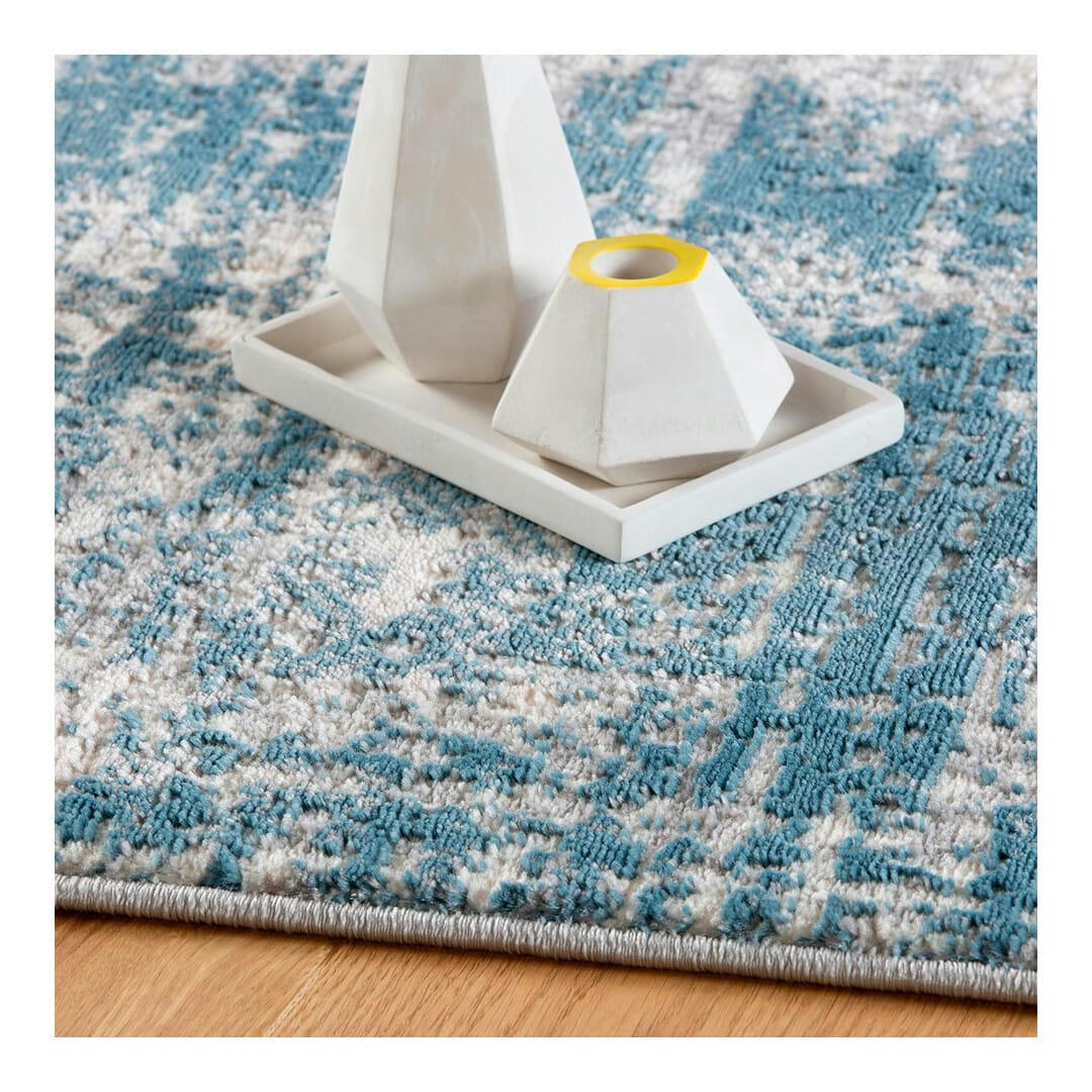 IMPIANO - Tapis rayé design en polyester bleu 160x230