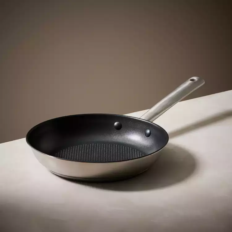 Habitat 24cm Brushed Stainless Steel Frying Pan