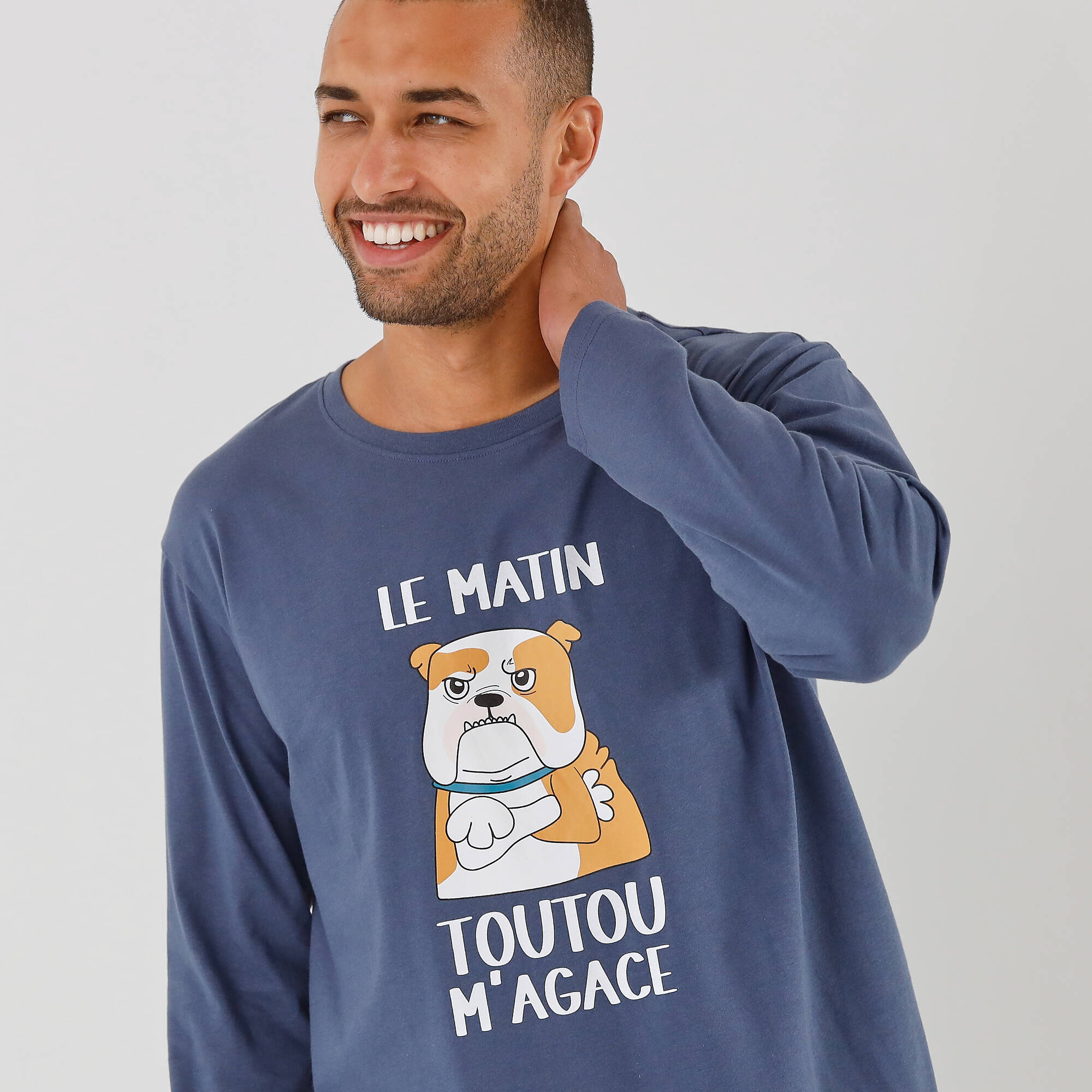 Pyjama message motif toutou manches longues