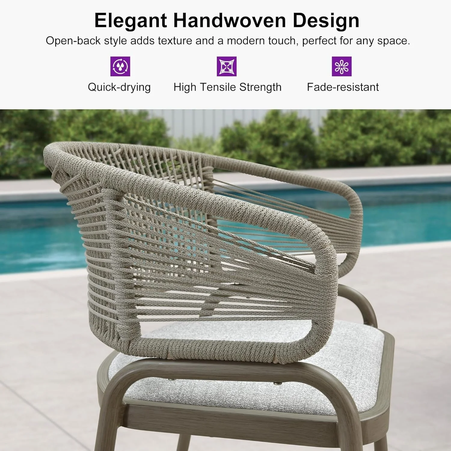 PURPLE LEAF Outdoor Dining Chairs Set of 2 Patio Bar Stools - N/A