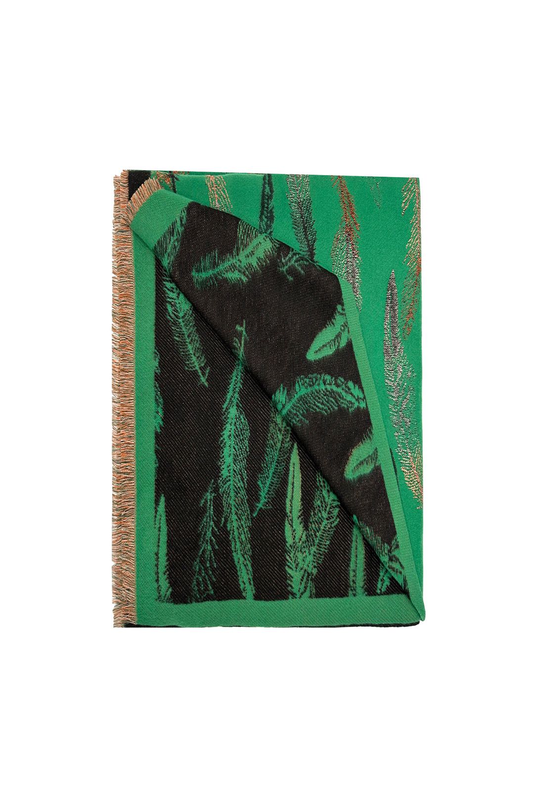 Vellin Reversible Feather-Pattern Jacquard Scarf with Soft Drape