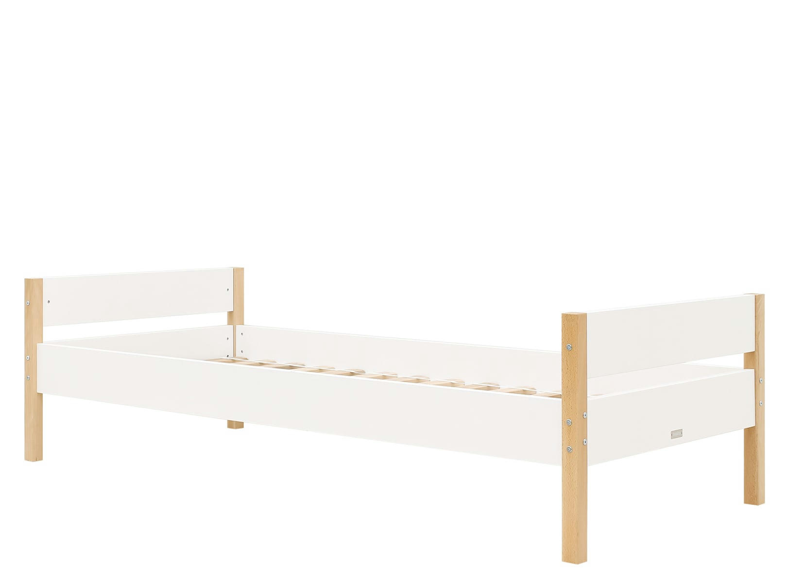 LUCAS - Lit 90x200 en MDF et hêtre blanc