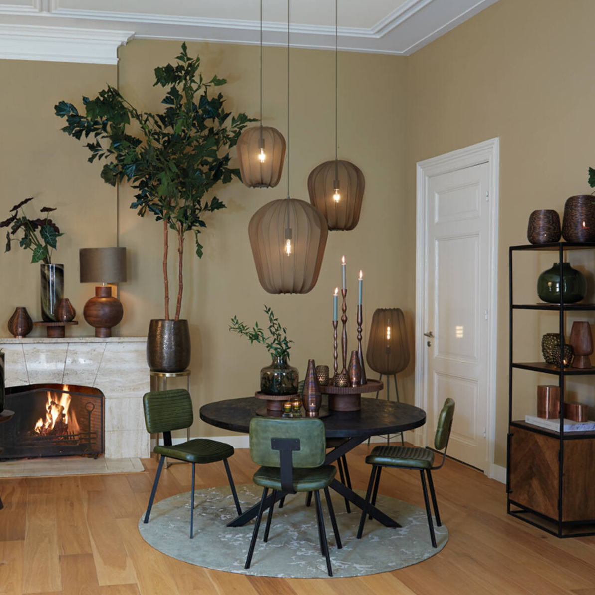 Light & Living Plumeria Hanglamp - H 50 x Ø 42 cm - Donkergroen