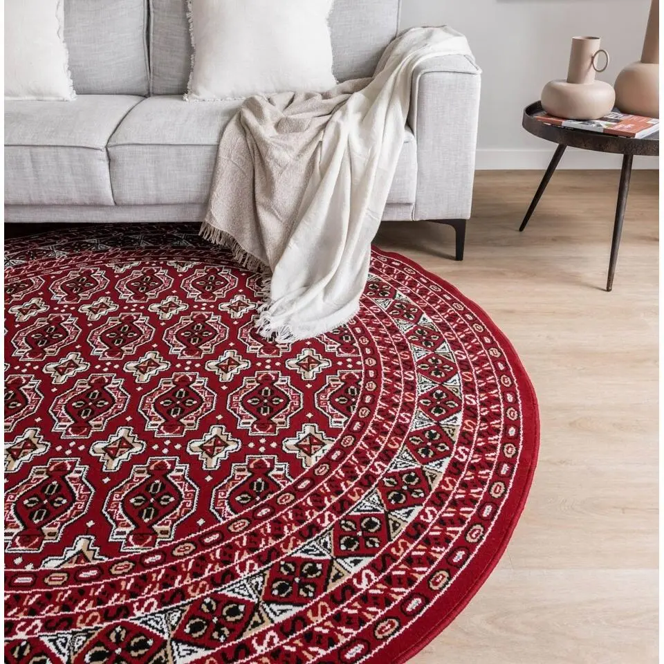 Interieur05 rond vintage vloerkleed Marad rood - 100 x 100 cm