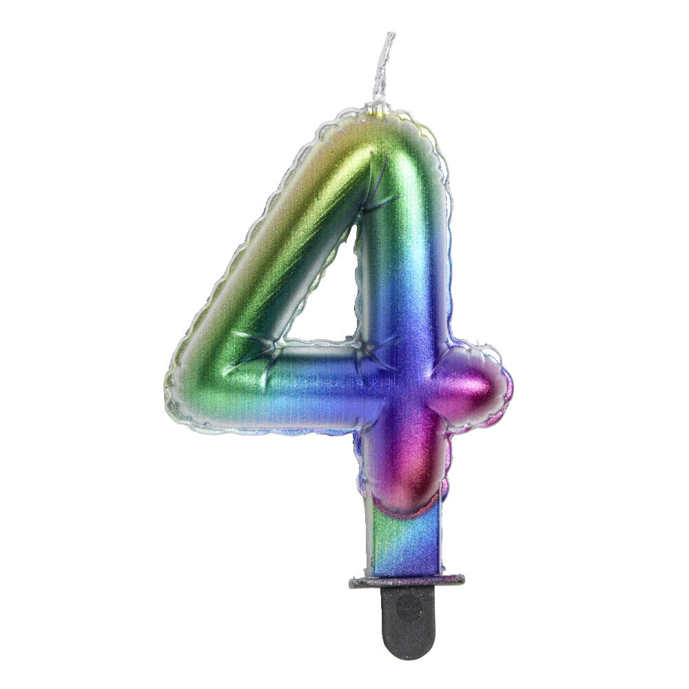 Bougie anniversaire chiffre 4 iridescent