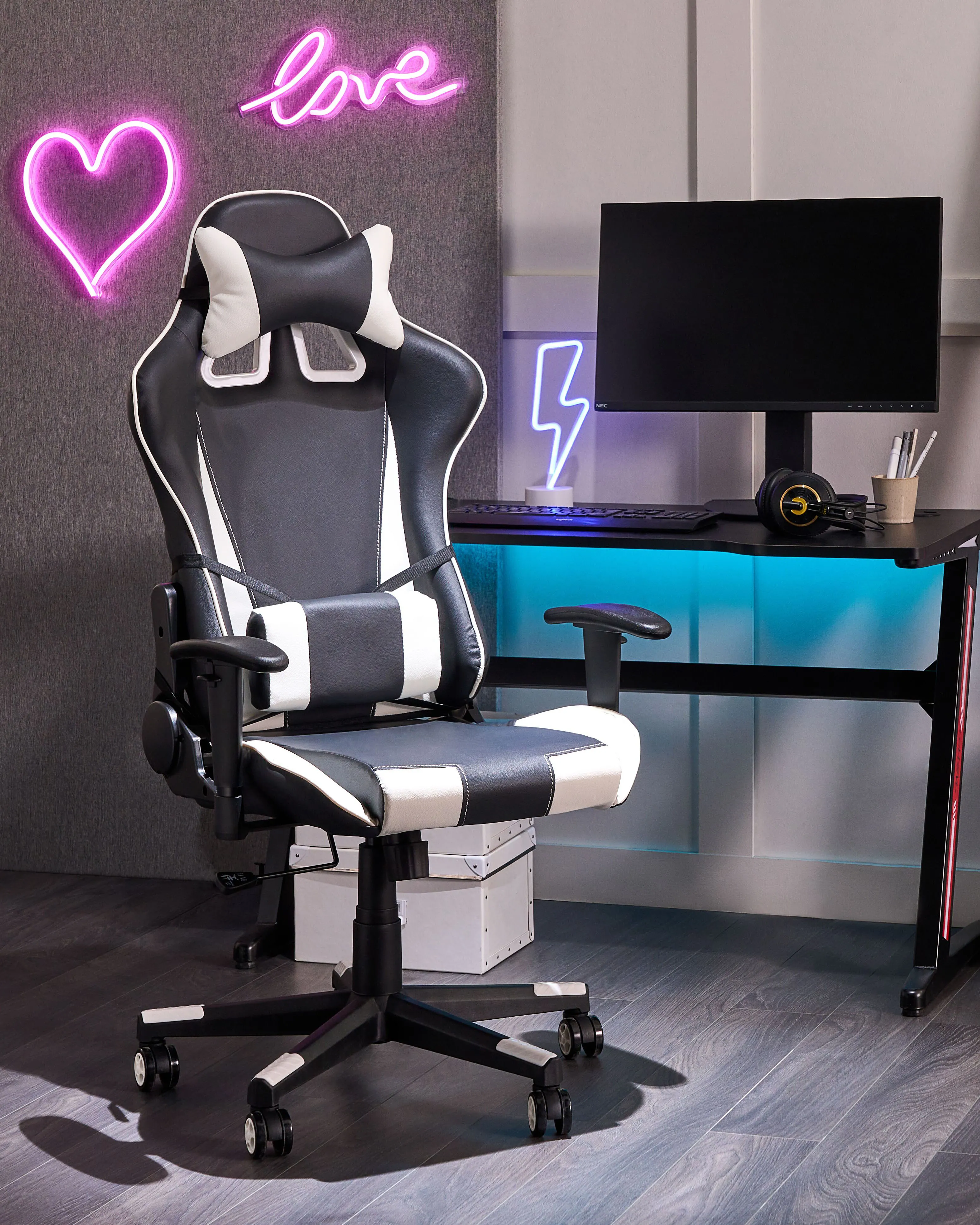Office Chair GAMER Faux Leather White