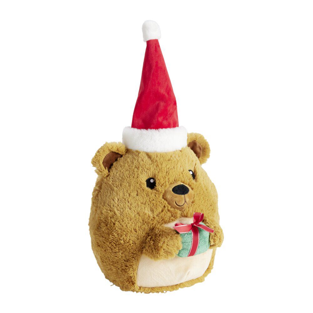 Peluche ourson No&euml;l coussin squishy 28x23xH30cm