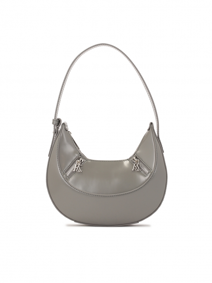 Grey handbag with hand grip