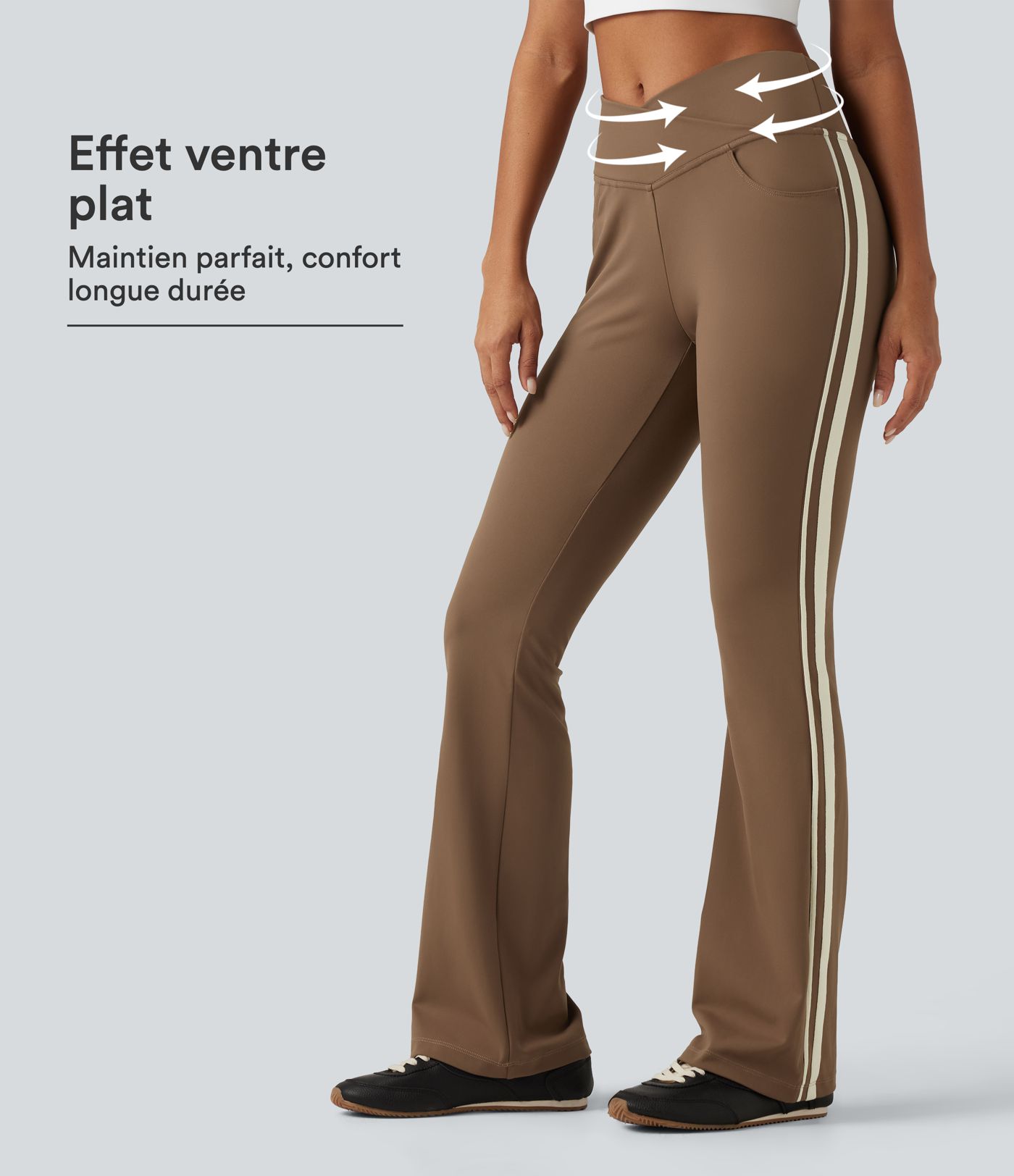 Pantalon bootcut DayStretch taille haute croisée gainant à bandes latérales avec poches