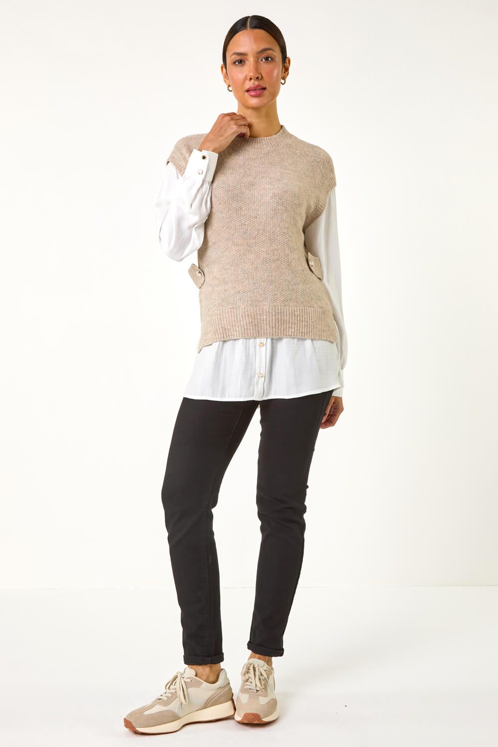 Roman Contrast 2 In 1 Knit Jumper