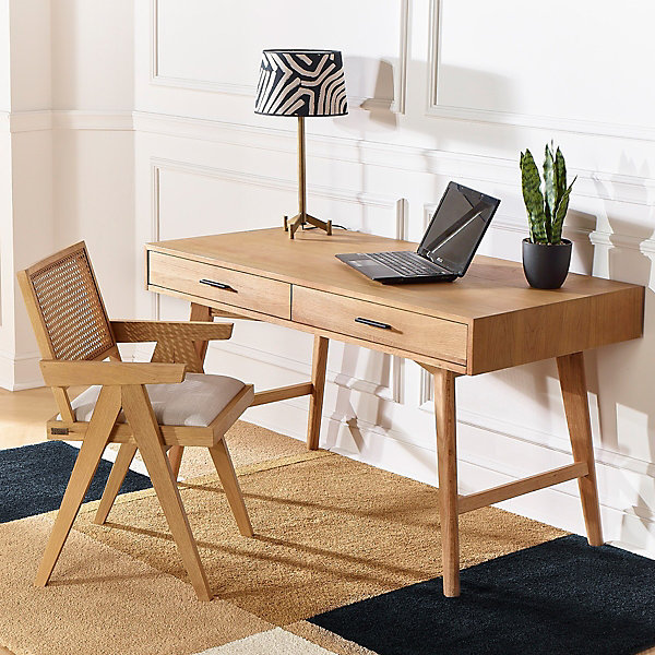 BROOKLYNBureau en chêne style scandinave, 2 tiroirs