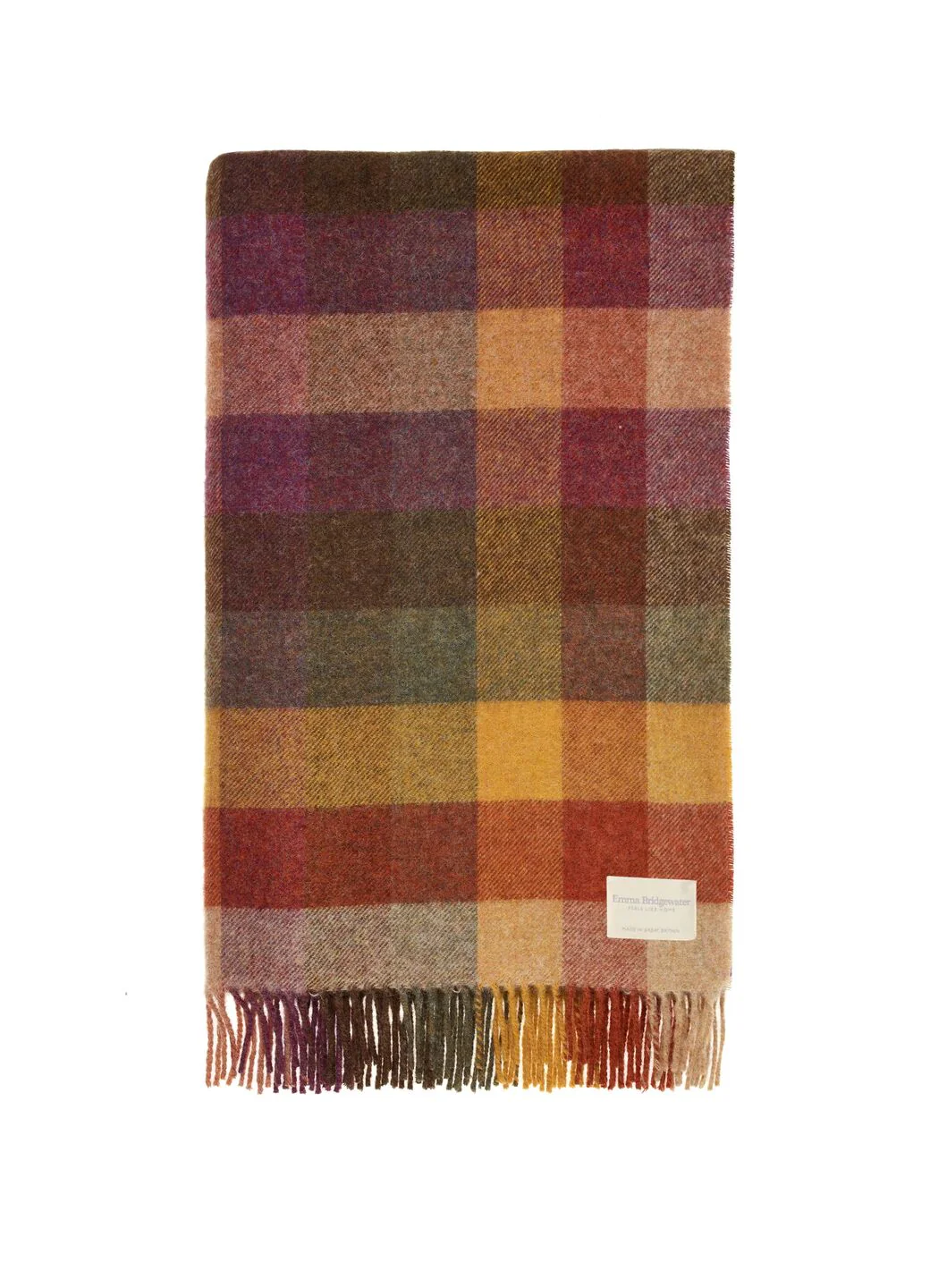 Brown Check Wool Throw 140Cm X 185Cm
