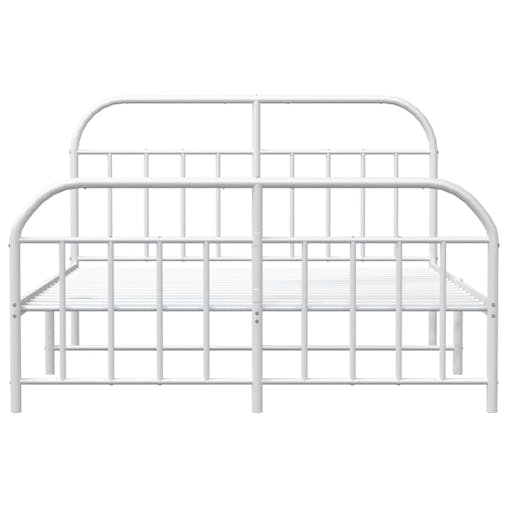 NNEVL Metal Bed Frame with Headboard and Footboard White 153x203 cm Queen