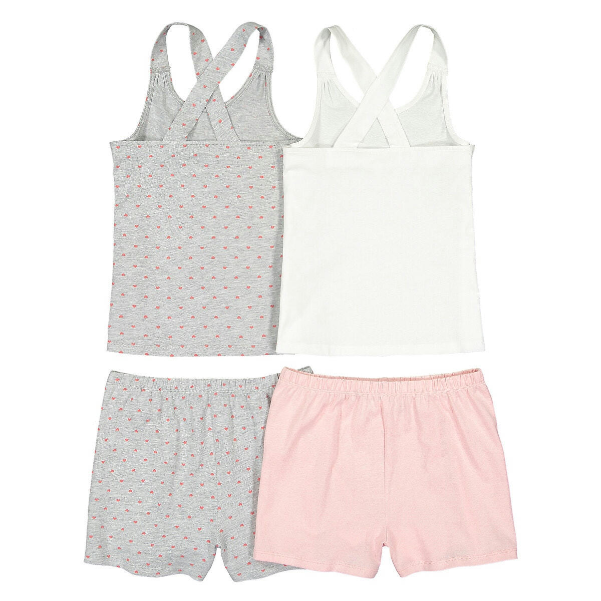 Lot de 2 pyjashorts à bretelles chats coton bio