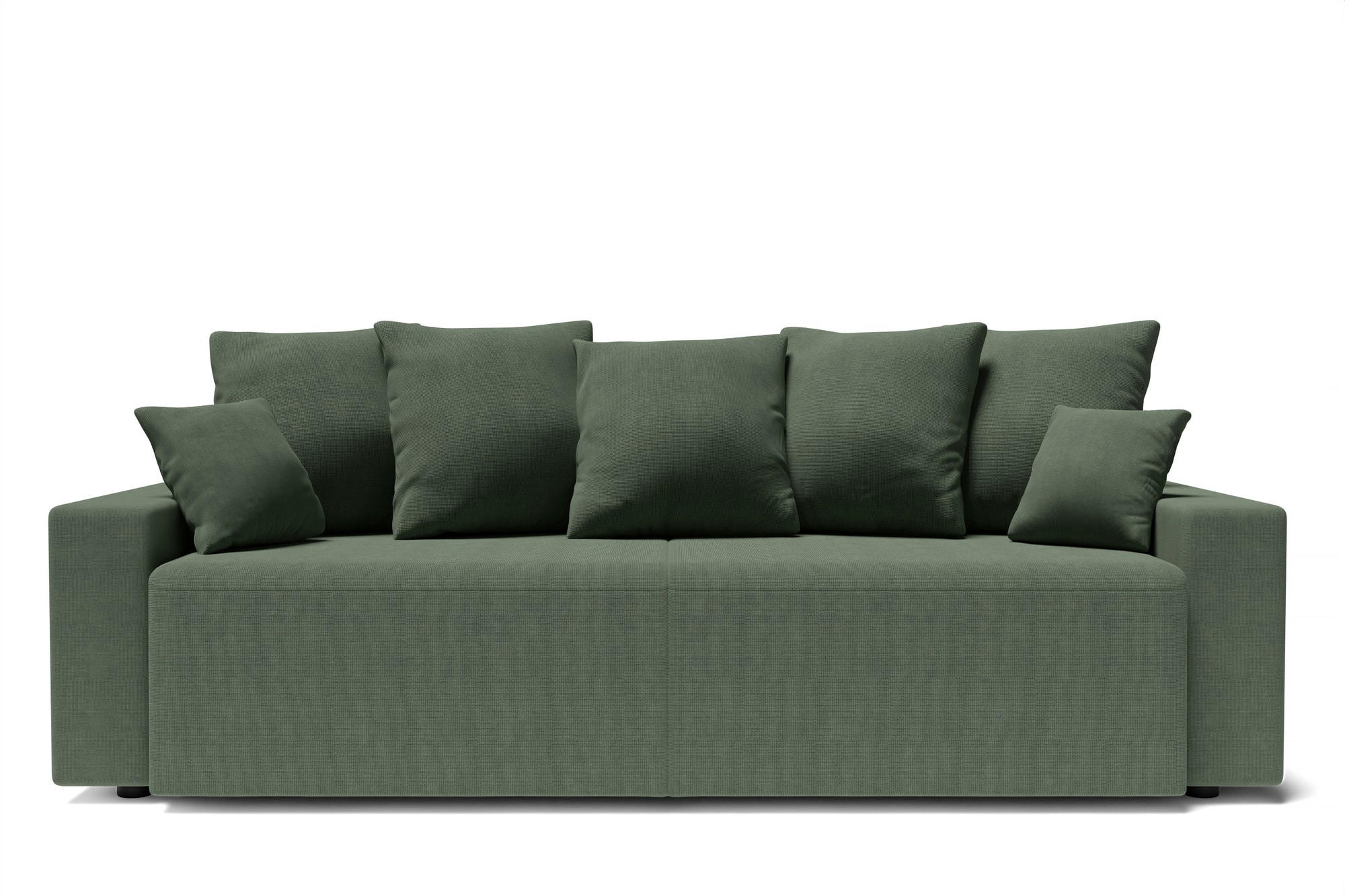 ALMA - Canapé droit convertible en tissu 3 places vert