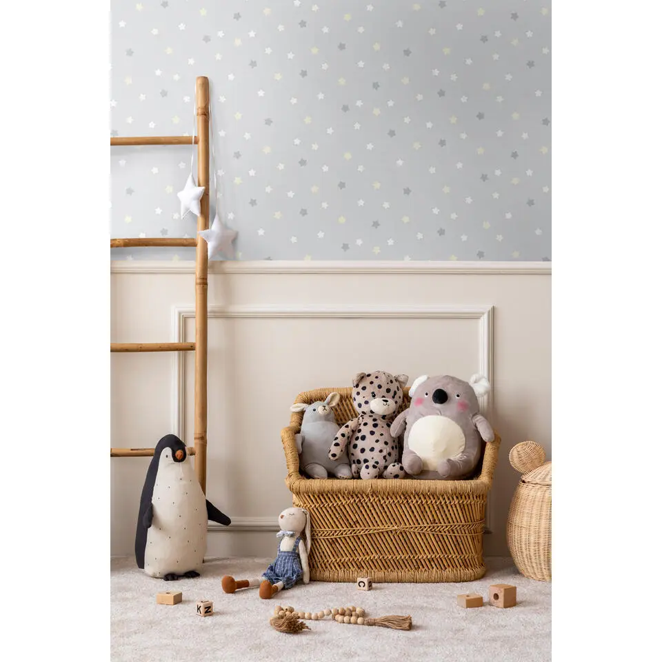 Sanders & Sanders behang sterretjes groen grijs - 53 cm x 10 m
