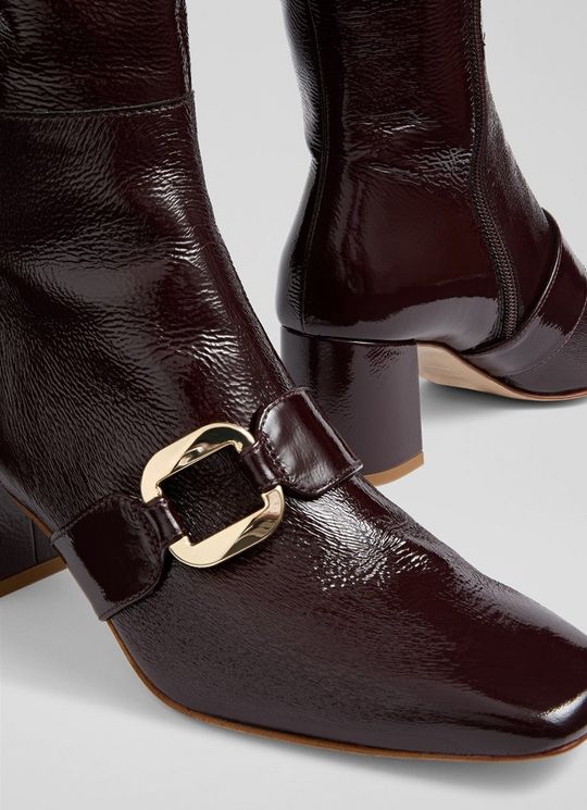 Gigi Burgundy Patent Knee Boots