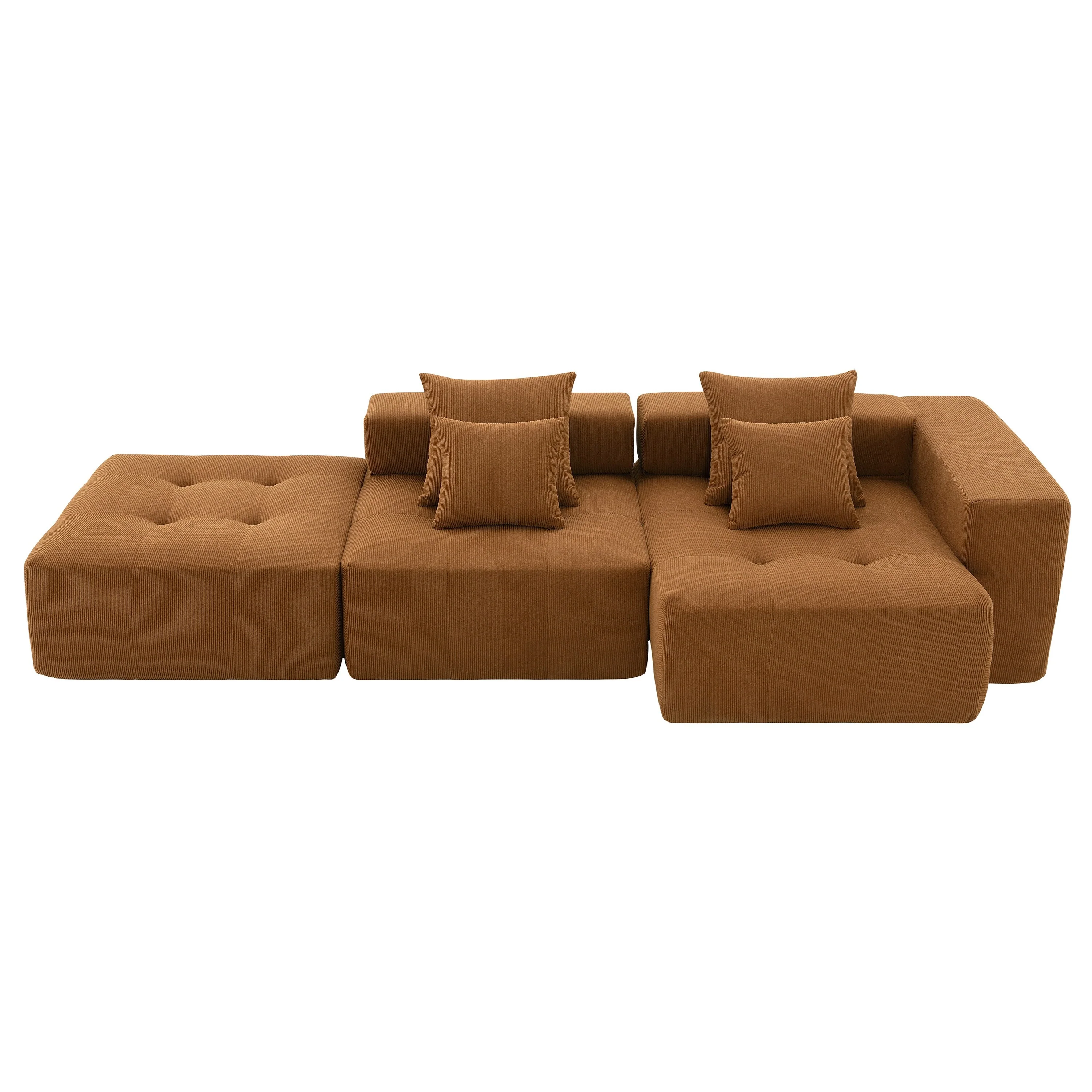 Modern Modular Sectional Sofa with Tufted Corduroy Upholstery and All Foam Build for Living Room or Guest Room, No Assembly
