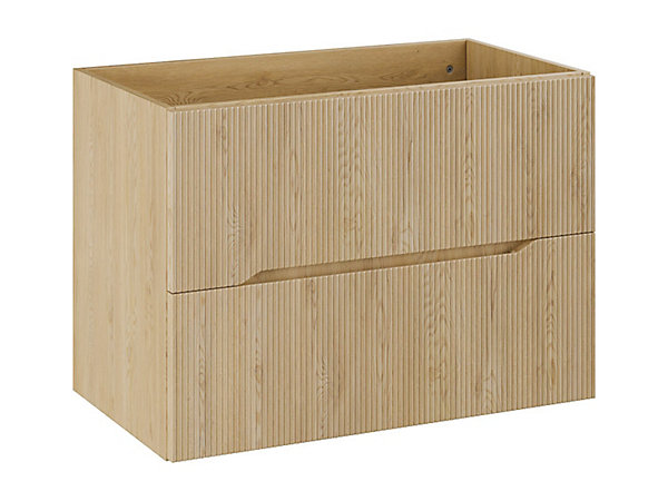 Meuble sous vasque suspendu strié - Naturel clair - L80 cm - ORISO
