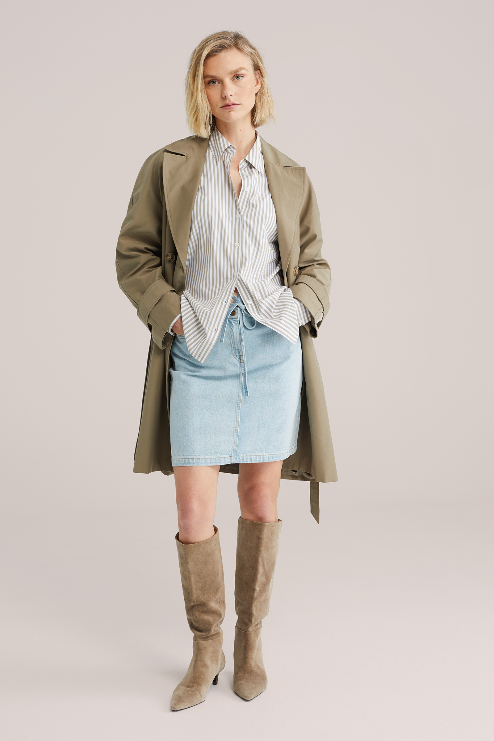 Dames denim rok met ceintuur